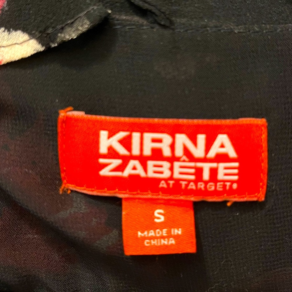 ๐ Kirna Zabete for Target Floral Chiffon Red & Black Long Sleeve Dress, Size S - Picture 10 of 14